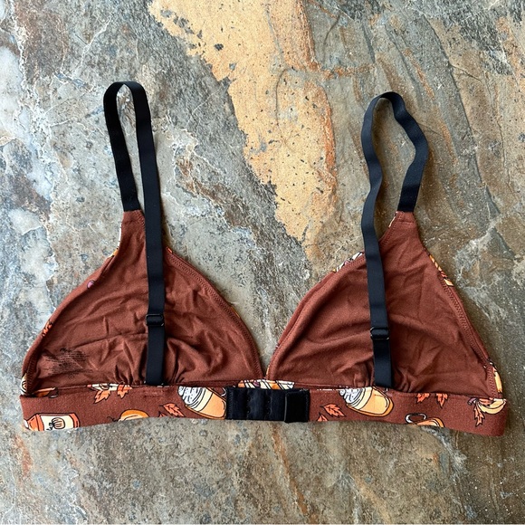 MeUndies Pumpkin Spice Bralette Size Large Fall Print Triangle Soft Lounge - Picture 3 of 7